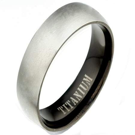 His And Her Wedding Gifts Gemini His or Her Two Tone Black Matt and Polish Titanium Wedding Ring width 5mm US Size 6 Valentine's Day Gift ()