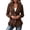 Brown, variant on Women's Notched Lapel Corduroy Blazer, Long Sleeve Button Front Fitted Jacket with Ruffled Hem and Flared Cuffs, Casual Work Outerwear for Spring Fall Daily Wear