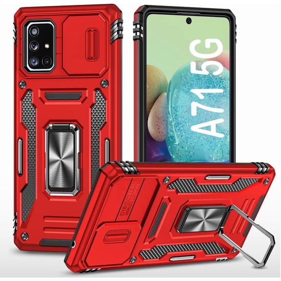 HCTian for A71 5G Phone Case with Camera Cover,360° Rotate Magnetic Ring Kickstand Military Double Armor Rugged Heavy Duty Full Body Shockproof Shell for A71 5G Cases