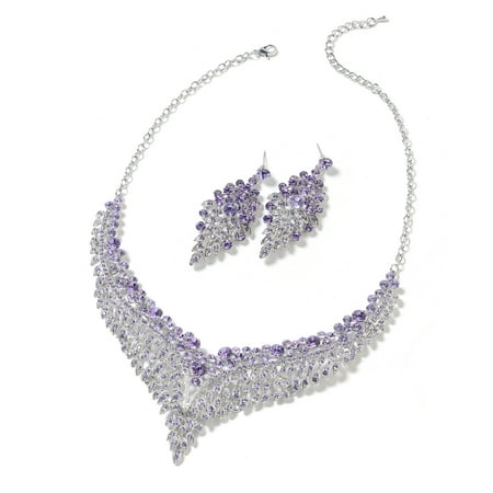 Bridal Party Jewelry Gifts - Bridal Australian Crystal Earrings and Statement Bib Necklace Jewelry Set for Women 20