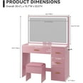 thumbnail image 2 of Vanity Set with Mirror and Lights, Makeup Vanity Set with 11 LED Lights, Dressing Table with 4 Drawers and Stool, Ample Storage, Power Strip, for Dressing Area, 2 of 11