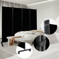 thumbnail image 3 of YASRKML 6FT 4 Panel Rolling Room Divider, Self-lockable Room Dividers and Folding Privacy Screens with Wheels, Partition Privacy Screens , Portable Wall Divider for Room Separation, Black, 3 of 7