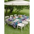 thumbnail image 4 of Outdoor Tablecloth with Umbrella Hole for Patio/Picnic/Party/Camping, Hello Spring Waterproof Table Cloth Rectangle Table Cover Washable, Pastoral Purple Bottle Floral Wooden Plaid (60"x 120"), 4 of 8