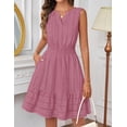 thumbnail image 3 of Merokeety Summer Dress for Women V Neck Flowy Vacation Mini Dress with Pockets Dustypink m, 3 of 5