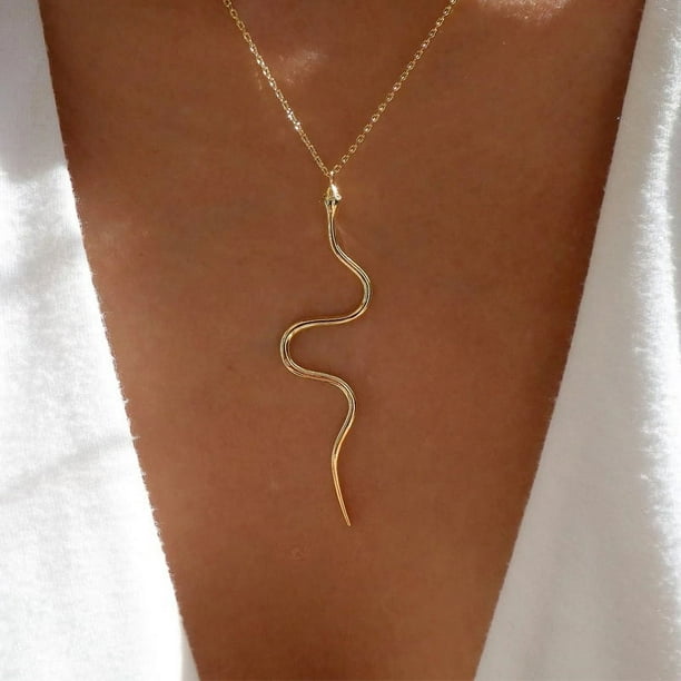 Gargantilla de serpiente bohemia, collar con colgante de serpiente vintage, collar de serpiente dorado, collar de cadena de serpiente fina minimalista, joyería para mujeres y niñas