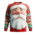thumbnail image 4 of Gyexs Christmas Sweater Men Santa Party Funny 3D Graphic Long Sleeve Pullover Sweatshirts Crewneck Xmas Holiday Tops #10 Red & Size L, 4 of 4
