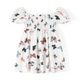 thumbnail image 4 of Parent-Child Dress  Mom Daughter Butterfly Printed Drawstring Slimming A-Lined High Waist Midi, 4 of 7