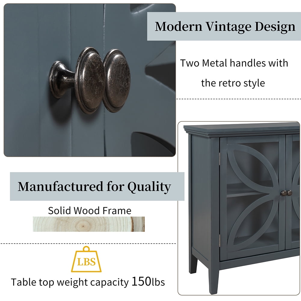 Private Jungle Accent Storage Cabinet Wooden Cabinet with Decorative transparent Door,Modern Sideboard for Entryway, Living Room,32 Inch,Navy Blue Private Jungle Accent Storage Cabinet Wooden Cabinet with Decorative transparent Door,Modern Sideboard for Entryway, Living Room,32 Inch,Navy Blue