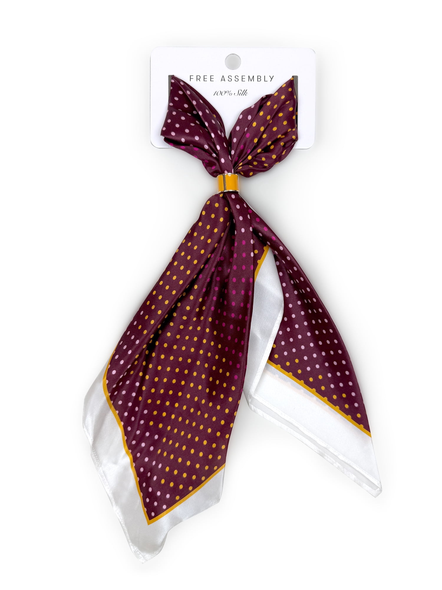 Free Assembly Women's Print Silk Scarf, Merlot Wine