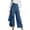 Z21Blue, variant on Women's High Waisted Wrap Wide Leg Pants Button Front Casual Flowy Trousers Khaki 2XL