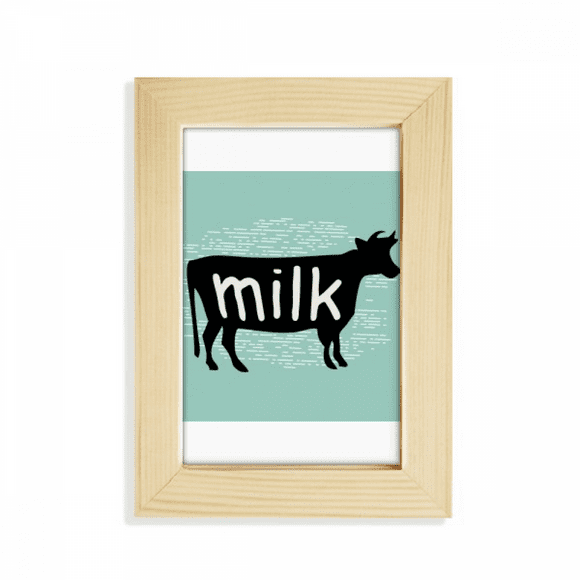 Black Animal Cow Outline Natural Desktop Display Photo Frame Picture Art Painting 5x7 inch