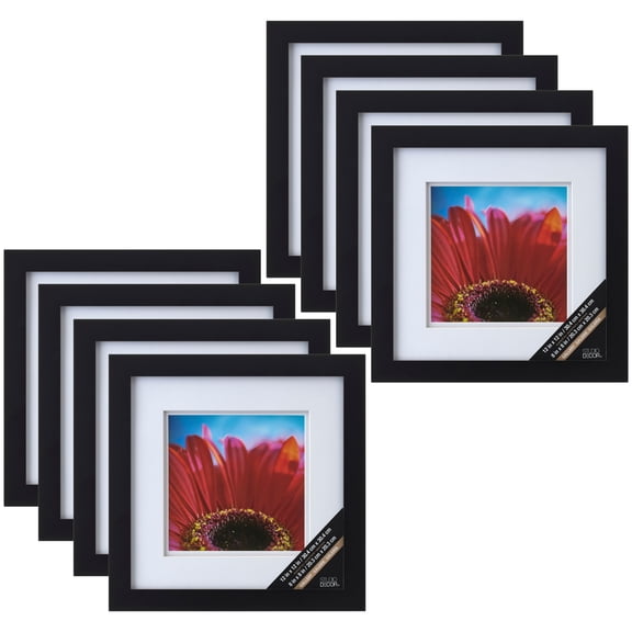 Studio Decor Black 8" x 8' Square Gallery Wall Frame with Double Mat, 8 Pack