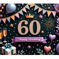 thumbnail image 4 of Yatrandify Colorful Theme 60th Birthday Banner Decorative Design Party Backdrop Balloon Decoration Celebration Banner for Birthday Party Anniversary Celebration Indoor Decoration, 4 of 8