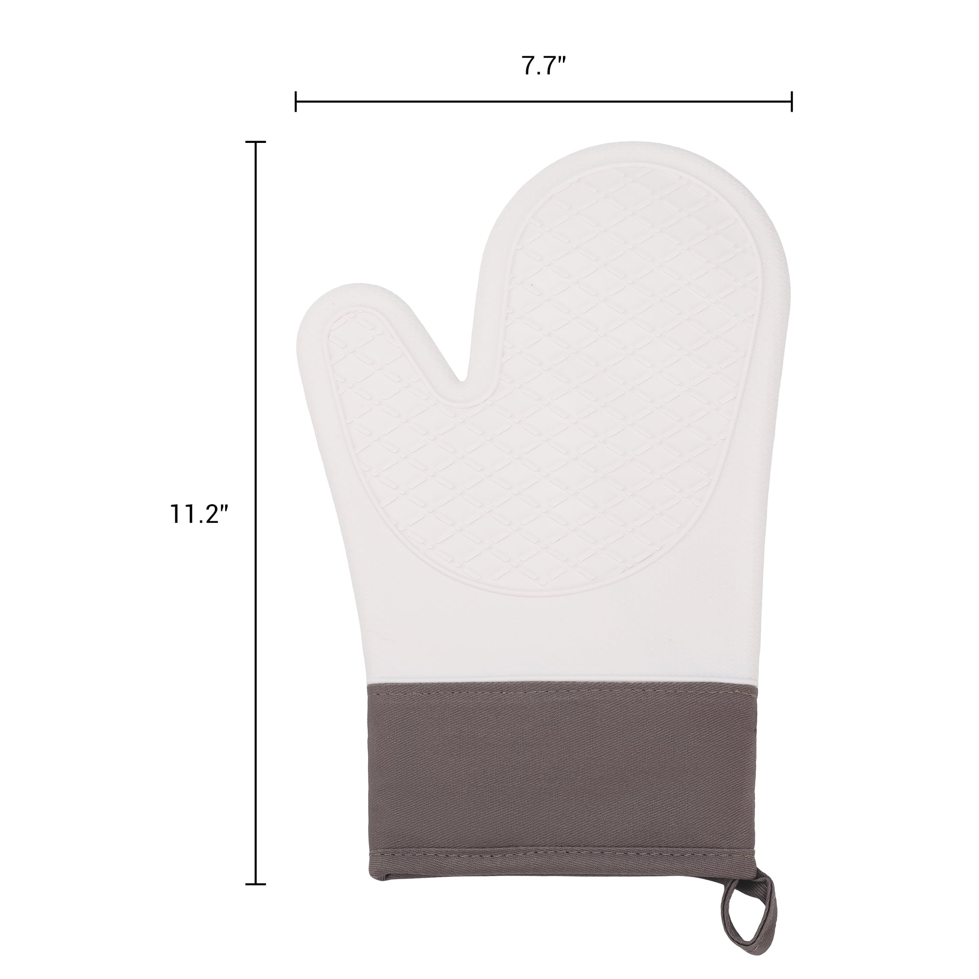 Unique Bargains 2pcs Soft Silicone and Cotton Heat-Resistant Oven Mitts White 11.2" x 7.7"