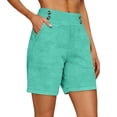 thumbnail image 2 of Cotton Linen Shorts for Women Summer Casual Elastic High Waisted Baggy Wide Leg Bermuda Shorts with Pocket, 2026 New Limited-time Off, 2 of 4