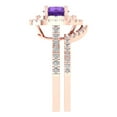 thumbnail image 3 of 1.8 ct Brilliant Round Cut Natural Amethyst 14K Rose Gold Halo Solitaire with Accents Engagement Bridal Wedding Ring Band Set size 9.25, 3 of 7