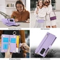 thumbnail image 4 of ELEHOLD For Samsung Galaxy A53 5G Phone Case Leather Crossbody Zipper Card Wallet Flip Case Kickstand Cover, with Ring Holder,Full Body Protection-Violet, 4 of 7