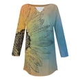 thumbnail image 5 of Womens Tops 3/4 Length Sleeve Womens Tops 2025 Spring Neck Casual Print Tunic T Shirts Three Quarter Length Womens Tops Shirts for Women, 5 of 5