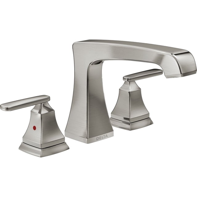 Grifo Delta Ashlyn con 2 manijas para bañera romana extendida, níquel cepillado