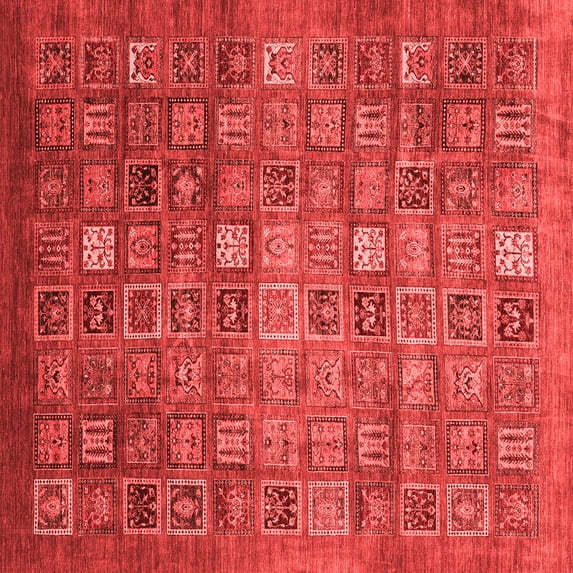 Ahgly Company Indoor Square Abstract Red Modern Area Rugs, 4' Square