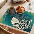 thumbnail image 3 of Vintage Teal Blue Conch Placemats Set of 4 Modern Art Geometric Nautical Coastal Place Mats Indoor Wipeable Table Mats Washable Dining Table Placemats for Kitchen Holiday Party Home Decor 13x19 Inch, 3 of 9