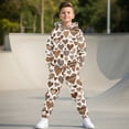 thumbnail image 2 of Uorisanigo Boys Sweatsuit Set - 2 Piece Oversized Brown Heart Print Pullover Hoodies Sweatshirt and Girls Sweatpants Kids Long Sleeve Sweatshirt and Pants Outfits, 2 of 7