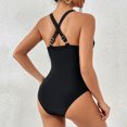 thumbnail image 7 of REORIAFEE Women's Bathing Suit Floral Swimsuit Bikini Resort Wear Swimsuit One Piece Bandage Swimsuit Black L, 7 of 7