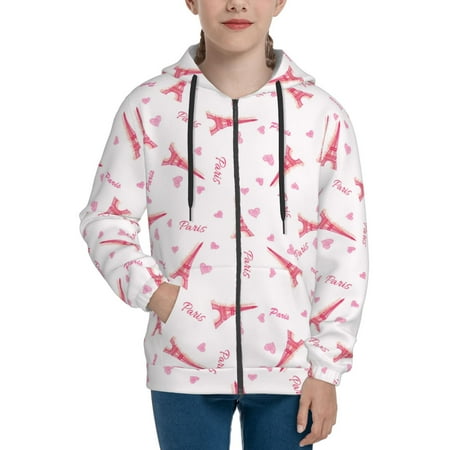 

Hoodies for Women Eiffel Tower Dreamy Long Sleeve Sweatshirt Drawstring Zip Up Hoodie with Pockets Teen Girl Clothes