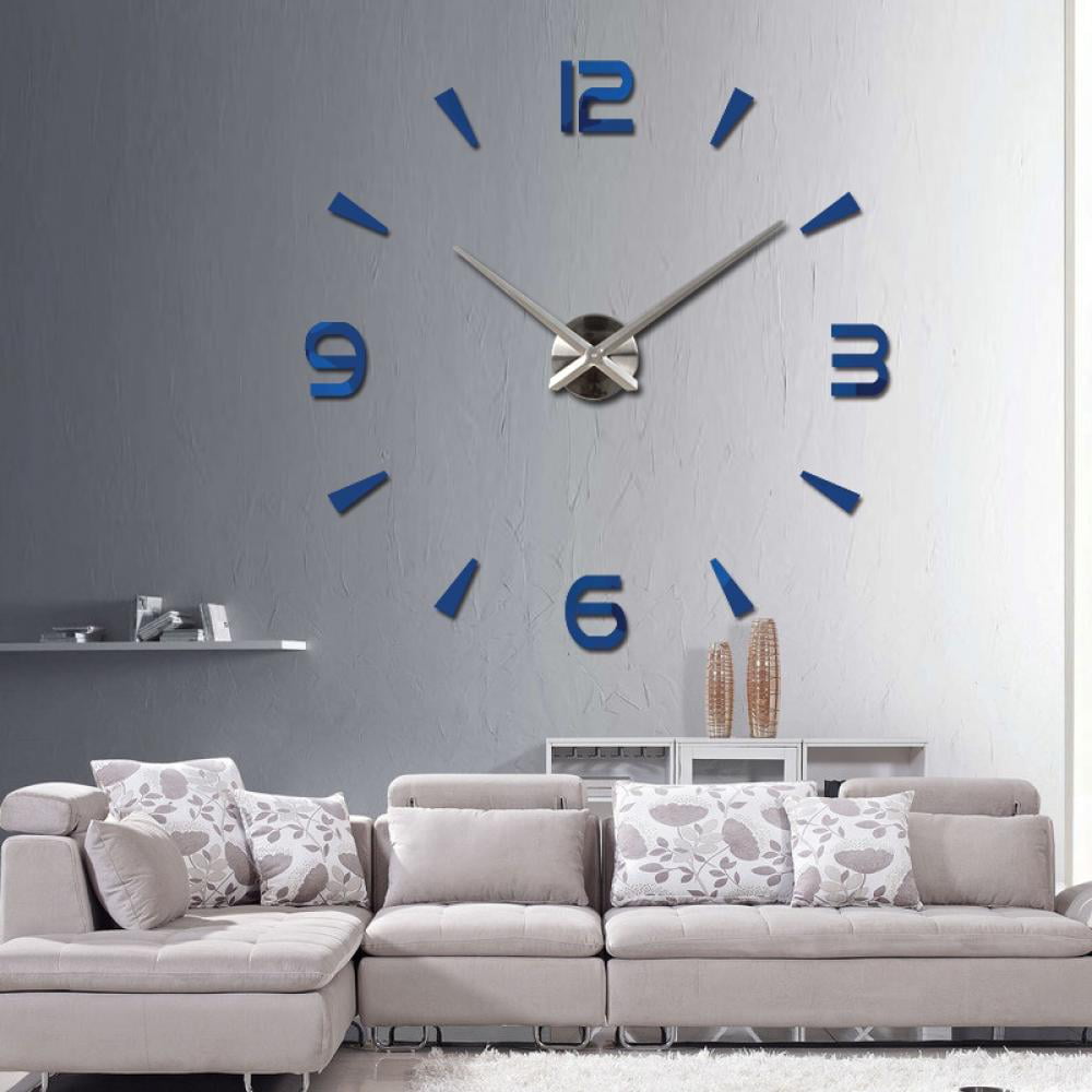 3D Wall Mounted Clock Metal Living Room Home Decor Portable 12H Quartz Xmas Gift 