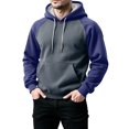 thumbnail image 4 of Men Winter Raglan Color Block Hoodie Long Sleeve Pullover Contrast Sleeve Solid Street Sweatshirts with Pocket (Dark Gray,XXL), 4 of 8
