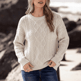 thumbnail image 5 of SOMER Sweaters for Women Chunky Cable Knit Sweater Long Sleeve Crewneck Loose Fit Pullover Top for Fall Winter, 5 of 7
