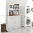 thumbnail image 6 of Gymax Double Tilt Out Trash Cabinet w/ Hutch Kitchen Pantry Storage Cabinet White, 6 of 10