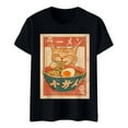 thumbnail image 5 of Womens Anime Cat Ramen Graphic T-Shirts Japanese Funny Graphic Short Sleeve Tees Kawaii Cat Anime Gifts Tops, 5 of 5