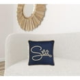 thumbnail image 4 of 17" X 17" Navy Blue And Brown Text Zippered Polyester And Burlap Blend Throw Pillow With Embroidery, 4 of 6