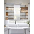 thumbnail image 5 of Brown Grey Vintage Sheer Curtains 45 Inch Length 2 Panels Set Window Treatments, Retro Farmhouse Elegant Pastoral Rod Pocket Semi Curtains for Living Room/Bedroom/Kitchen Décor, 104"W x 45"L, 5 of 7