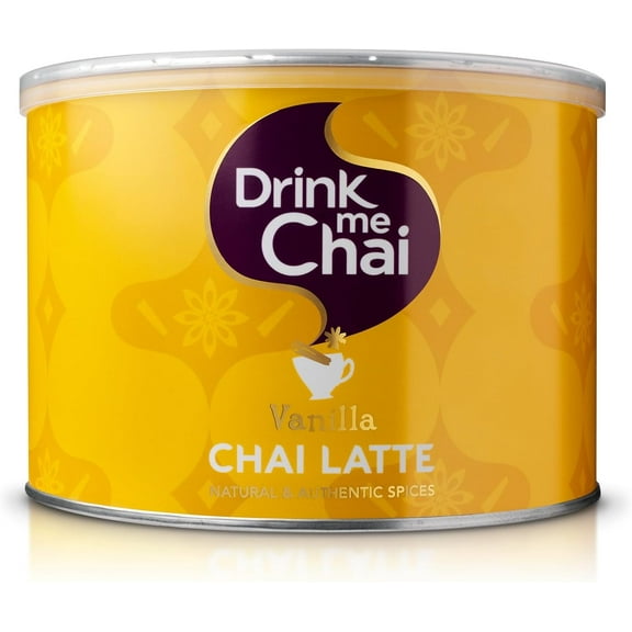 Drink Me Chai Vanilla Chai Latte 1kg Tin – Instant Vanilla Chai Powder, 50 Servings, Gluten Free & Vegetarian