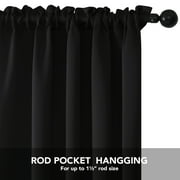 Deconovo Blackout Curtains 72 inches Long, Rod Pocket Room Darkening Curtains for Living Room 42W x 72L inch Black Set of 2