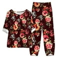 thumbnail image 1 of Birdeem Ensemble d'Été Imprimé pour Femmes Manches Mi-Longues Col Rond Haut Court + Pantalon Décontracté Ensemble de Détente Deux Pièces, 1 of 5