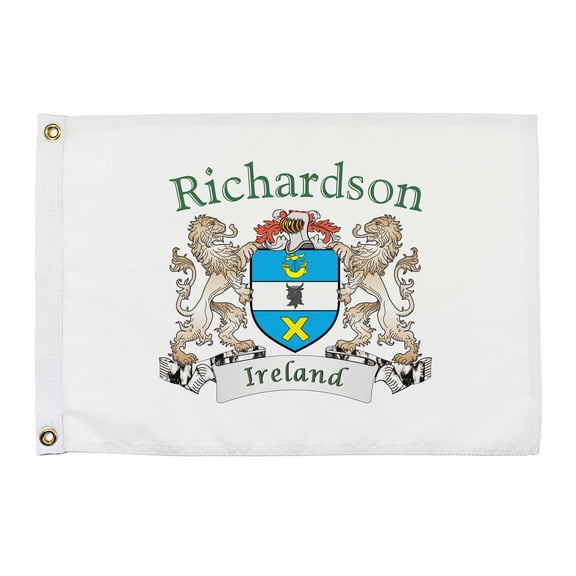 Richardson Irish Coat of Arms Small White Flag - 16"x10.5" inches