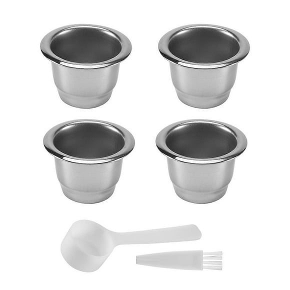 4Pcs for Nespresso Stainless Steel Refillable Coffee Capsule Coffee Filter Reusable Coffee Pod Reusa