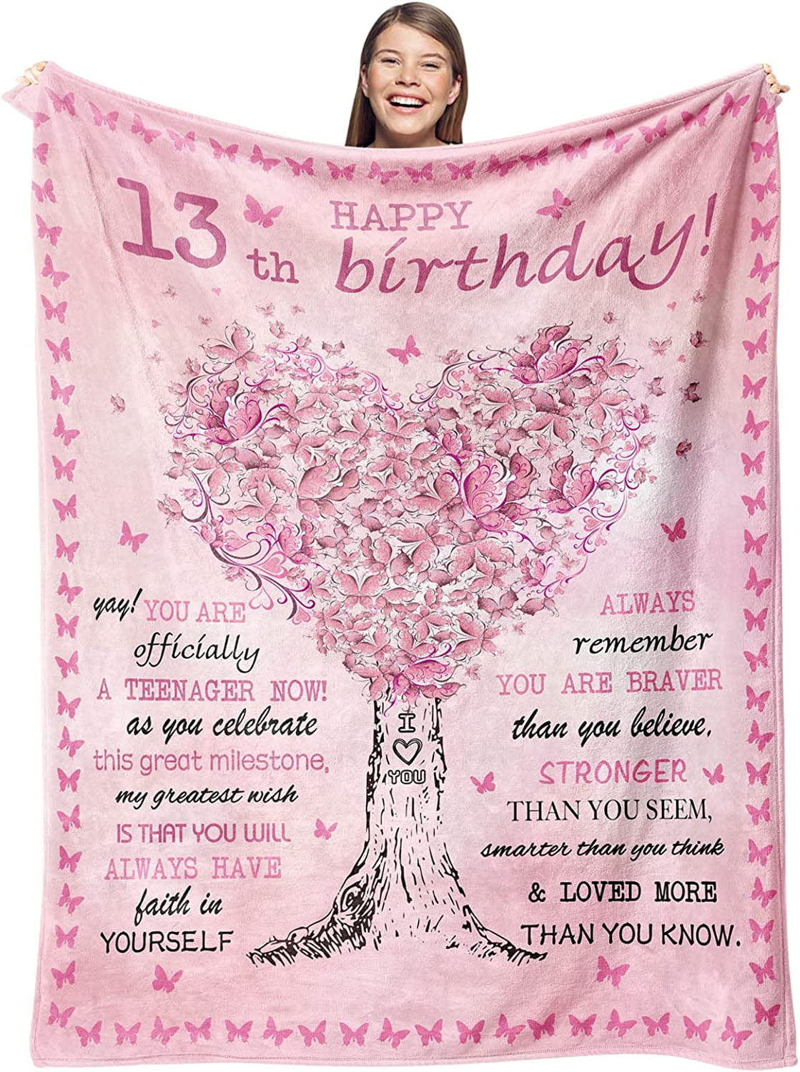 13 Year Old Girl Gifts for Birthday Blanket,13th Birthday Decorations for Girls Throw 50" x 60