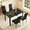 Black, variant on Arlopu 5pcs Dining Table Set, Tempered Glass Table & 4 Upholstered PU Chairs, Space-Saving & Metal Steel Frame Dining Room Set for Home, Kitchen, Dining Room, White