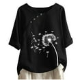thumbnail image 2 of Teissuly Women's Cotton And Linen Printed T-shirt For Slimming And Casual Personality Printing Top For Women's Clothing, 2 of 6
