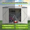 thumbnail image 5 of LZBEITEM 8x6 ft Outdoor Metal Storage Shed, Lean-to Design, Lockable Garden Tool Shed with Side Wall Entry Door, Gray, Galvanized Floor Frame, 5 of 11