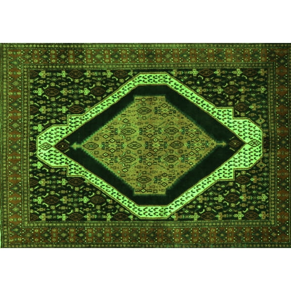 Ahgly Company Indoor Rectangle Persian Green Traditional Area Rugs, 5' x 7'
