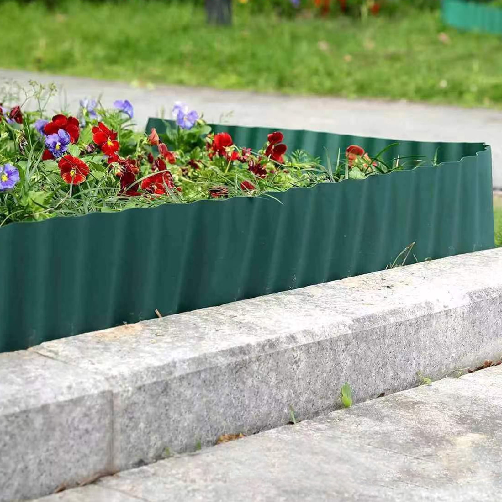 Farfi Corrugated Fence, Flexible Plastic Garden Edging, Bendable Cutable Freely 354" Long Landscape Border for Flower Beds, Lawn, and Walkways, 15.75" Height