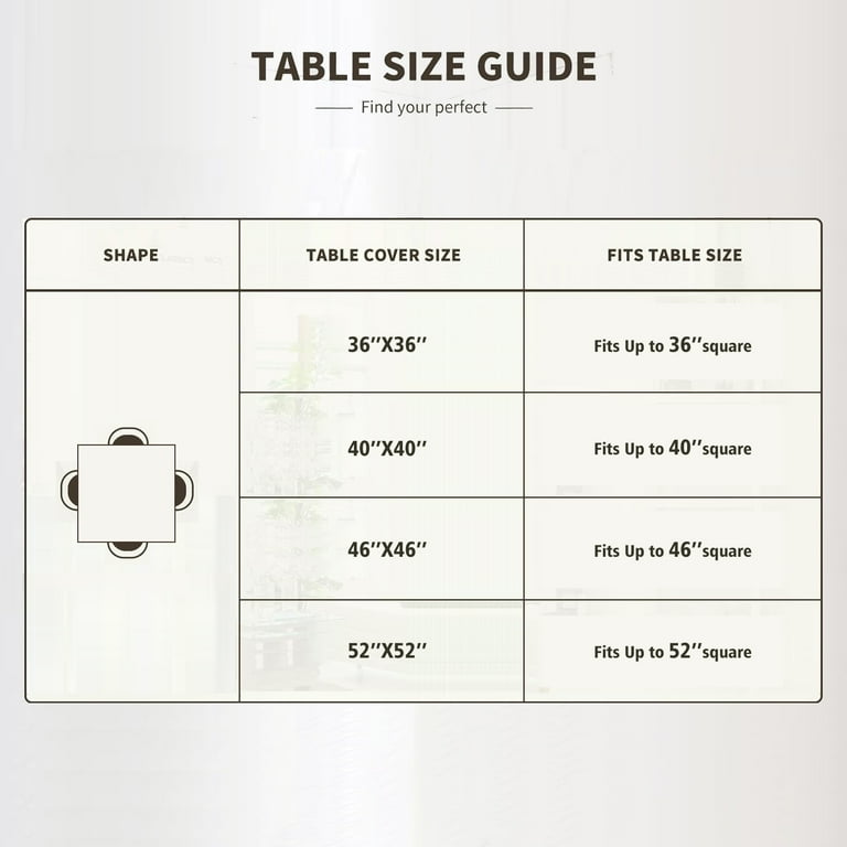 Square Tablecloth, 36 x 36 Inch Table Cloth for Small Square 