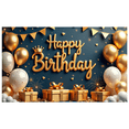 thumbnail image 2 of Gold Elements Birthday Banner Decorative Design Gift Box Balloon Celebration Banner for Birthday Party Indoor Decoration Photo Shoot, 2 of 8