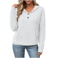 thumbnail image 4 of LEAVINGSUO Fall Tops for Women 2026 Casual Long Sleeve Button Thin Version With Pockets Hooded Collar Coat White M, 4 of 9