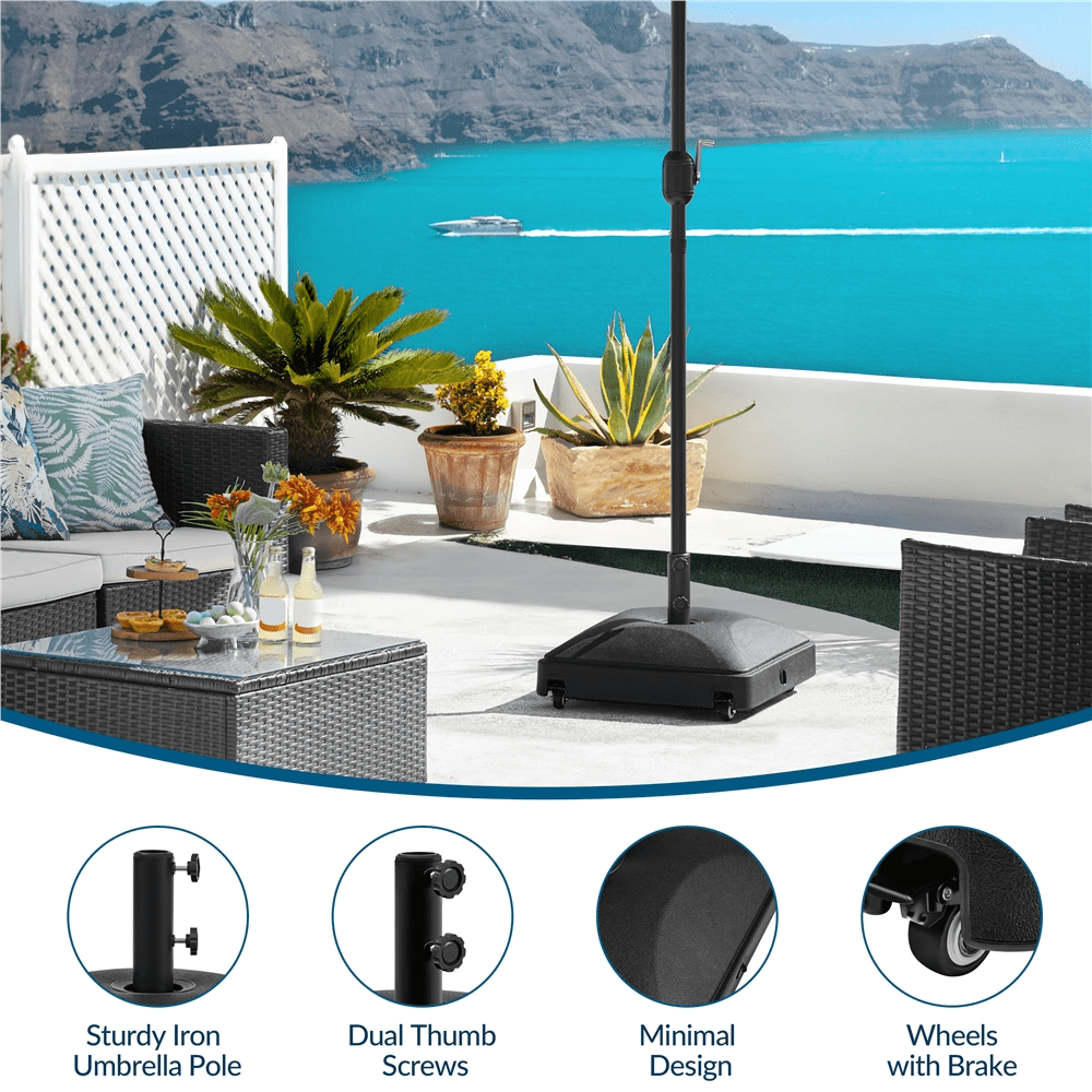 Renwick 123lb Rolling Fillable Patio Umbrella Base, Black